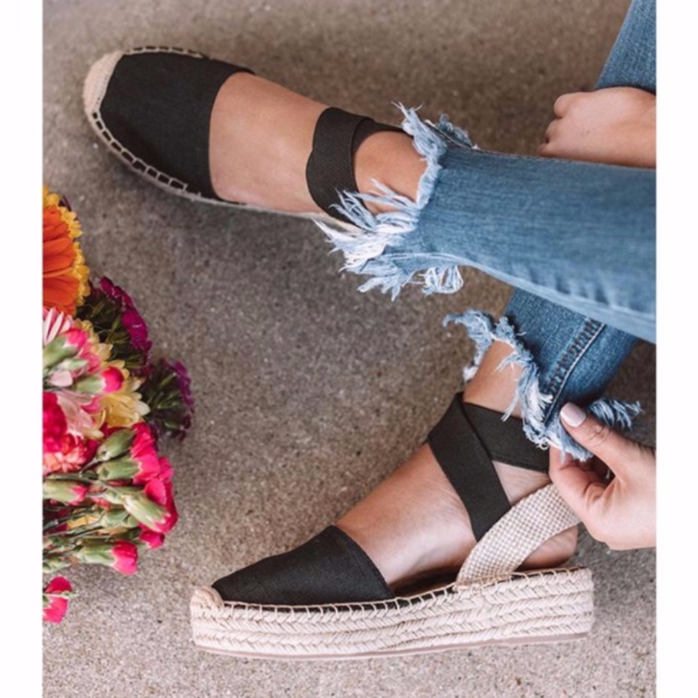 NEW BETH Ankle wrap Espadrille - BLACK - Picture 1 of 4